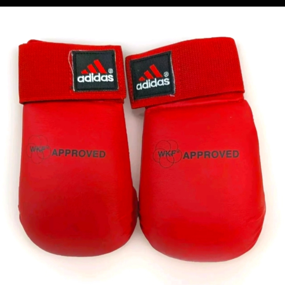 adidas WKF Approved Karate Mitts Thumbless Competition Sparring Gloves Red